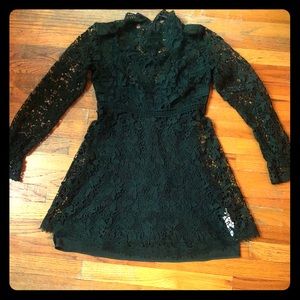 Zara dark green lace mini dress